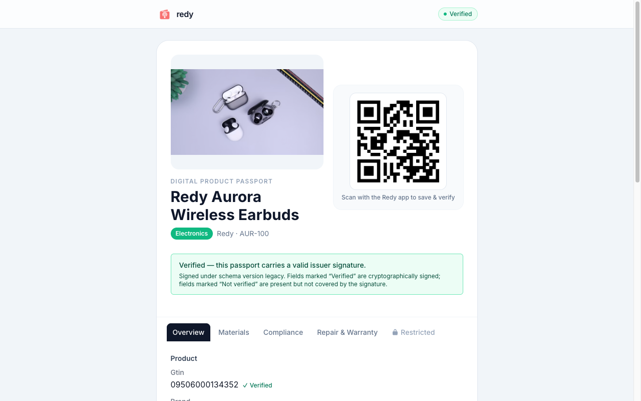 Published passport output + QR resolver