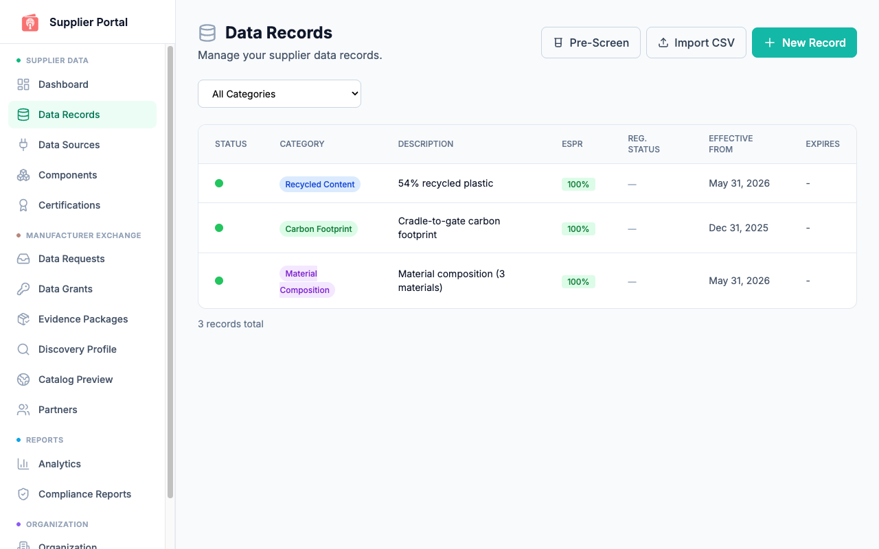 Supplier workspace — respond to evidence requests